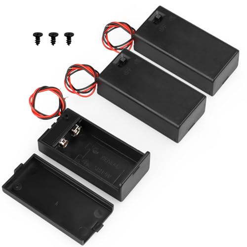 VWEICYY 9V Battery Holder,9V Battery Connector with Switch,9 Volt Battery Holder with Leads，Widely Used in Student Experiments,LED Strips or Other Devices with 9V Batteries (3 Pack) - style: 3 PACK
