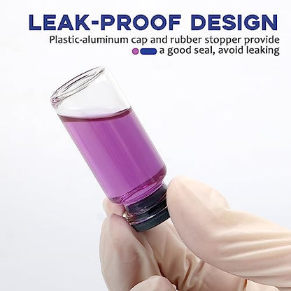 100 Pack Glass Vials Clear Glass Headspace Vial with Plastic-Aluminum Flip Caps, Rubber Stoppers and Label Papers, Small Glass Lab Vials 2ml - size: 2ml-100pcs