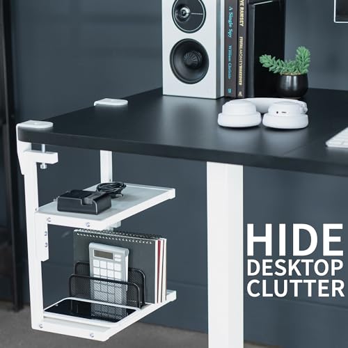 VIVO White Clamp-on 13 inch 2-Tier Desk Shelf, STAND-SHELF2CW - color: White, size: 13 inch