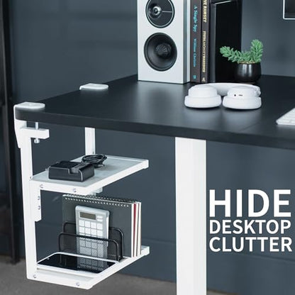 VIVO White Clamp-on 13 inch 2-Tier Desk Shelf, STAND-SHELF2CW - color: White, size: 13 inch