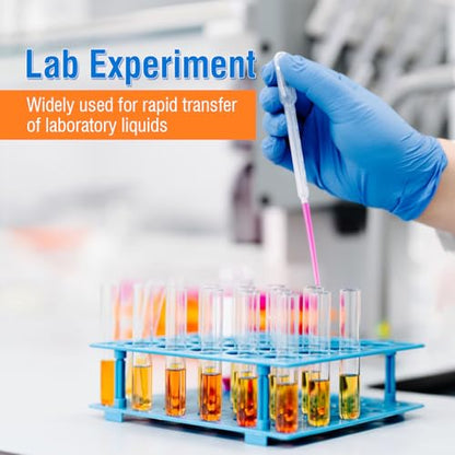 PEKYBIO Sterile Pasteur Pipettes 3ml Disposable Plastic Transfer Pipette Dropper 100Pcs Graduated Calibrated Lab Pipettes, Low Density Polyethylene (LDPE), Individual Peel-Pack, Vol. 7ml, 155mm Long - style: Sterile 100Pcs
