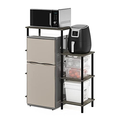 Furinno Turn-N-Tube Toolless 4-Tier Coffee Bar, French Oak Grey - color: French Oak Grey/Black, size: Fridge Space