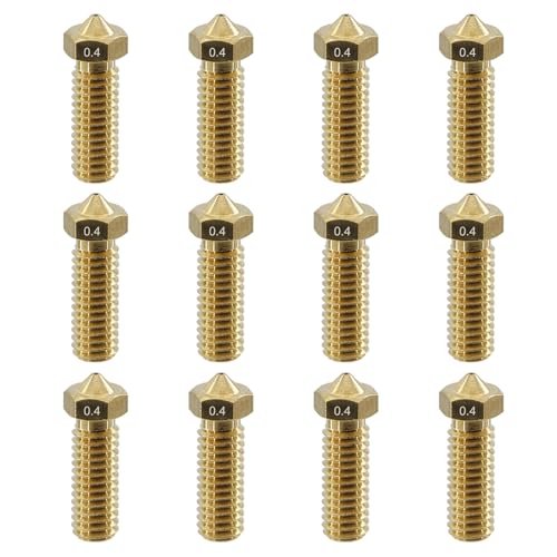 12Pcs Volcano Nozzles 0.4mm, Vyper Nozzles M6 Thread Hotend Extruder Volcano Nozzle Compatible for Artillery Genius, Sidewinder X1, X2, Anycubic Vyper, Anycubic Kobra Plus, Kobra Max 1.75mm Filament, - style: 12Pcs Volcano Nozzle 0.4mm