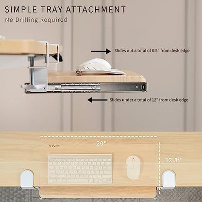 VIVO Light Wood Clamp-on 20 x 11 in Keyboard Tray, MOUNT-KB05ES-A - color: Light Wood, size: 20 inch