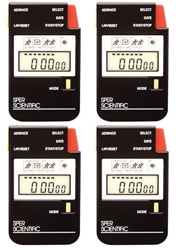 Sper Scientific Large Display Digital Stopwatch with Clock Functions & Alarm 810022 - Easy-to-Read LCD Timer, Durable & Portable Stopwatch for Labs, Classrooms, Sports Events & More - 4 pc - size: 4 Pack