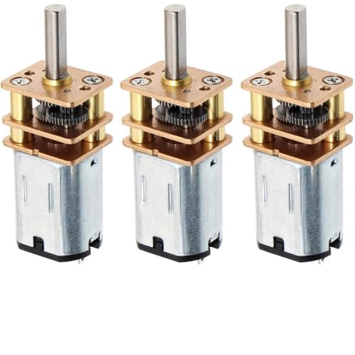 DC 6V 60RPM N20 Mini Reduction Gear Reduction Motor,GA12-N20 Mini Metal Gear Box Gear Motor 3mm Axis Robot Wheels DIY RC Toys - (3 Pcs)