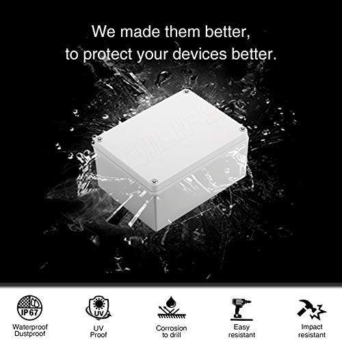 QILIPSU Outdoor Junction Box IP67 Waterproof Project Box ABS Plastic Weatherproof Electrical Enclosure Gray Cover (6.9"x4.9"x3.9") - color: Grey Cover, size: 6.9"x4.9"x3.9"