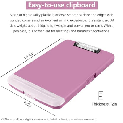Clipboard with Storage, A4 Binder Nursing Clipboards with Pen Holder, Heavy Duty Storage Clipboards with Low Profile Clip, Clipboard Folder Side-Opening, Smooth Writing Clip Board (Violet) - color: Violet