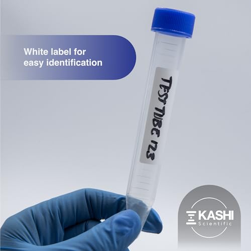 Kashi Scientific 15mL Screw Cap Conical Centrifuge Tubes, Sterile Test Tubes with Blue Lids, Lab-Grade Polypropylene Plastic, Printed Graduation and Write-on Spot [15mL, 300] - size: 15mL, Conical, Sterile