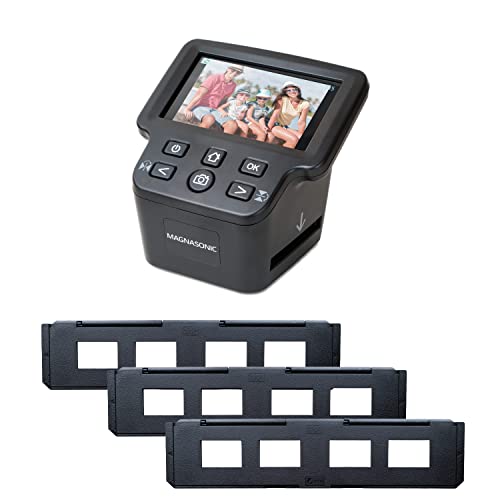 Magnasonic All-in-One 24MP Film Scanner with Large 5" Display & HDMI, Long Tray 35mm Slide Film Holders, Converts 35mm/126/110/Super 8 Film & 135/126/110 Slides into Digital Photos - size: Film Scanner + 3 Slide Film Holder Trays
