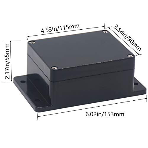 2 Pack Project Box IP65 Waterproof Junction Box ABS Plastic Black Electrical Boxes DIY Electronic Project Case Power Enclosure with Fixed Ear 4.53 x 3.54 x 2.17 inch (115x90x55mm) - size: 4.53"x3.54"x2.17"(2Pcs)