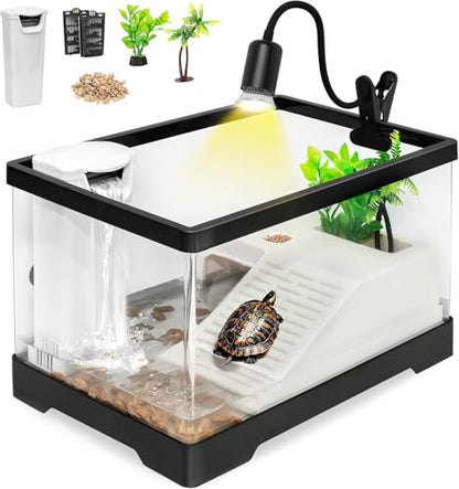 Turtle Tank Starter Kit,7.7 Gal 19.7 x 9.5 x 9.5 in for Baby Turtle - color: White, size: Large(19.7*9.5*9.5inch)
