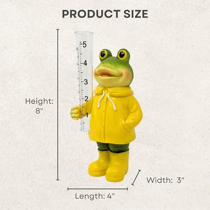 Resin Frog Rain Gauge Outdoor Weather Measurement Tool Garden Yard