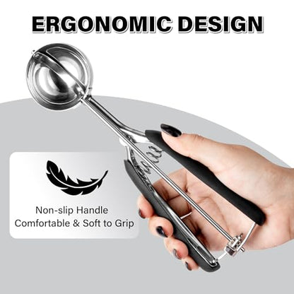 Large Cookie Scoop 3 Tbsp, Professional Stainless Steel Ice Cream Scoop 50mm, Cupcake Scoop Muffin Scoop for Baking, Good Soft Grips, Quick Trigger Release, 45ml (3 Tablespoon) - size: 3 tbsp (50 mm)