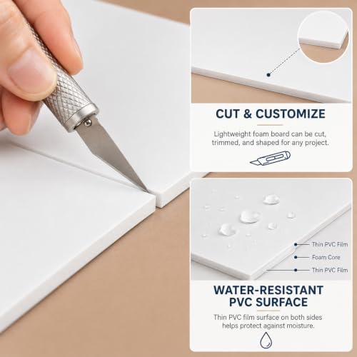 Foam Board 18" x 24", 12 Pack White Foam Poster Boards, 3/16" Thick with Double-Sided PVC Film for School Projects, Crafts, Presentations, Displays & Project Boards - size: 18*24in