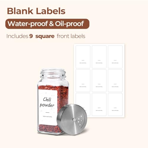 ComSaf Glass Spice Jars with Shaker Lids 4 oz 6 Pack Square - size: 4 fl oz x 6 - Shaker Lids