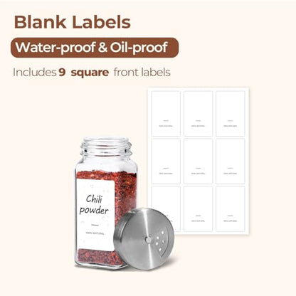 ComSaf Glass Spice Jars with Shaker Lids 4 oz 6 Pack Square - size: 4 fl oz x 6 - Shaker Lids