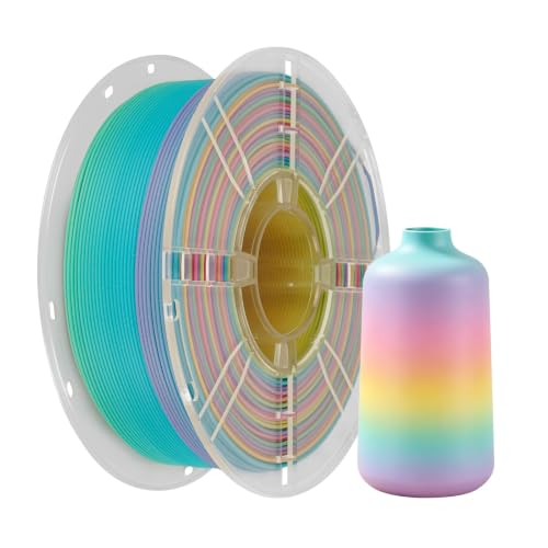 Kingroon 3D Printer Filament Matte Rainbow PLA Filament 1.75mm 3D Printing Filament 1kg Dimensional Accuracy ±0.02mm,Fit Most 3D Printers - color: Matte Rainbow