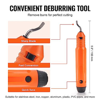 VEVOR 3PCS Tubing Cutter Set, 3/16"-2" O.D. Copper Pipe Cutter, 1/8"-7/8" O.D. Mini Tube Cutter and Deburring Tool, Heavy Duty Pipe Cutter Set for Copper, Aluminum, Stainless Steel, Plastic Pipes - size: 3/16"-2" O.D.