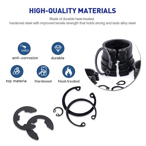 Boatsea 450Pcs Circlip Retaining Ring Kit, 3 Types 18 Sizes Incl External & Internal Circlips - size: E-Clip&External&Internal Retaining 450PCS