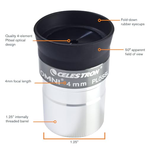 Celestron Omni 1.25" 4mm Telescope Eyepiece for High-Power Planetary Detail