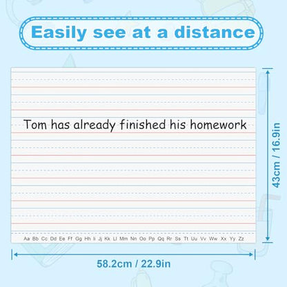 Magnetic Handwriting Paper for Whiteboard – 17" x 23" Large Primary Lined Dry Erase Sheet, Reusable Giant Writing Notebook Poster for Classroom, Teacher Resource for Kids Learning & Early Writing