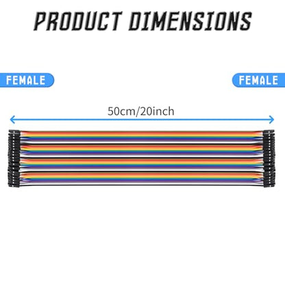 40 Pins Female to Female Flat Ribbon Cables, 50cm / 20" - size: Female to Female 20"