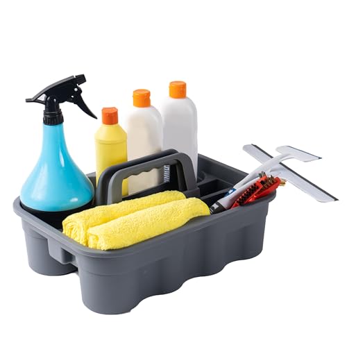 Matthew Large Plastic Tote Tool & Deluxe Supply Cleaning Caddy with Handle Portable Shower Basket Storage Caddy for Cleaning Products Organizer,Take-Out Coffee/Soft Drink,Bath Multi Use - Gray - color: Gray, size: Pack of 1