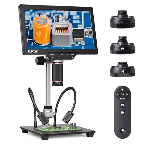 Elikliv Magnetic 3-Lens Digital Microscopes, 4K 10.1" Magnifier TL301 Max - size: 10.1-Inch