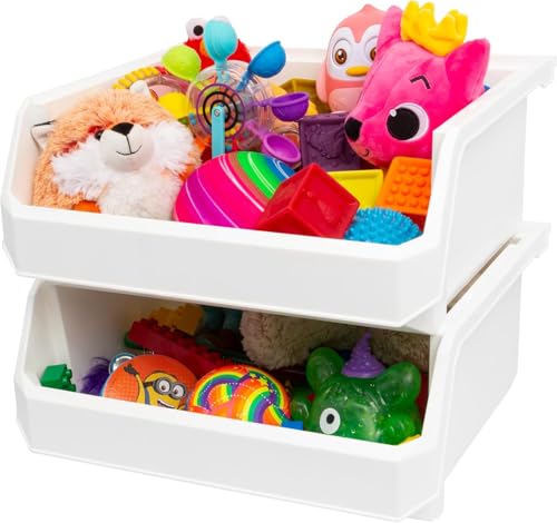 ReadySpace Extra Large Stackable Plastic Storage Bins, 4-Pack, White - color: White, size: Extra Large, 4-Pack