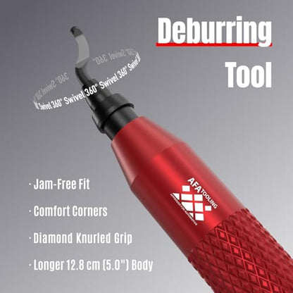 AFA Tooling Deburring Tool, 11 M35 Blades, Red CNC Anodized Aluminum Handle - style: 11 Blades (BS1018)