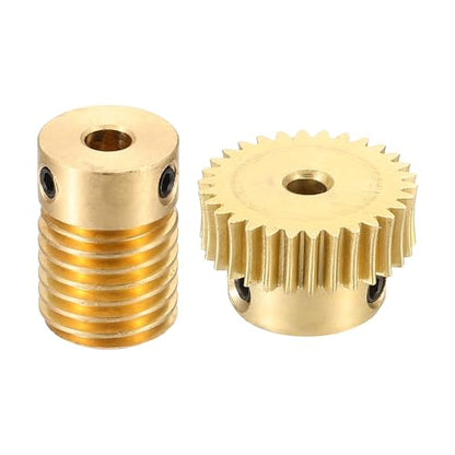 uxcell Worm Gear Set Right Rotation 30T 0.5 Module 1:30 Reduction Rate - size: Gear-3mm, Rod-4mm Bore, style: 0.5M-30T