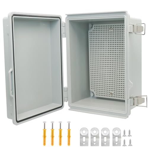 Electrical Box, Outdoor Waterproof Box IP67 Junction Box with Mounting Plate,ABS Plastic Project Box Power Cord Enclosure Grey 8.7" Dx6.7 Wx4.3 H - color: Grey, size: 8.7"Dx6.7"Wx4.3"H