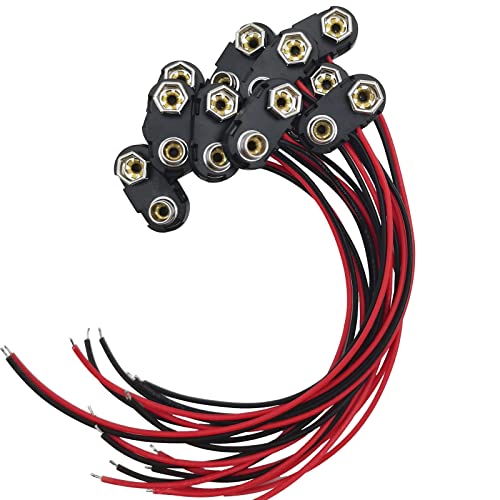 9V Battery Connector,10 PCS T-Type 9 Volt Buckle Connector Hard Plastic Shell Used in Student Experiment,or Other Equipment with Battery - size: 10, style: T-Type