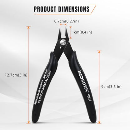 BOOSDEN 5 Pack Small Micro Wire Cutters Flush Cutter Pliers 5-Inch - color: Micro - 5 Pack