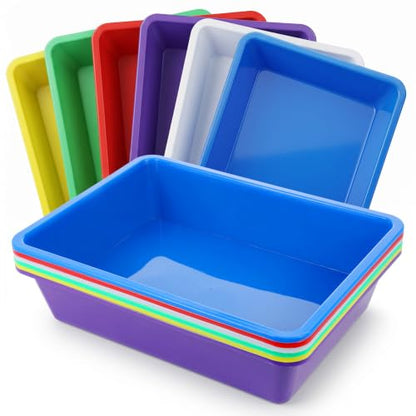 Sibba 6 Pack Multicolor Plastic Art Trays Colorful Activity Crafts Trays