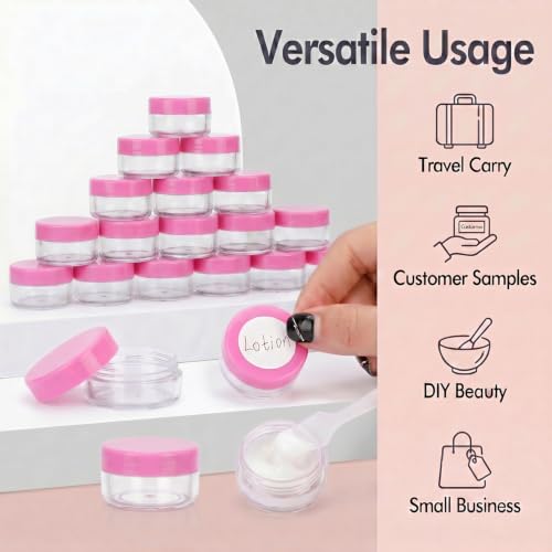 5 Gram Sample Containers 50 Count Small Travel Containers with Lids - color: Pink