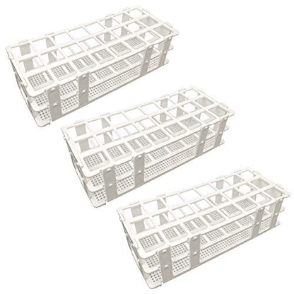 3 Packs Plastic Test Tube Rack, 24 Holes Lab Test Tube Rack Holder for 25mm Test Tubes, White, Detachable (24 Holes) - color: 24 Holes