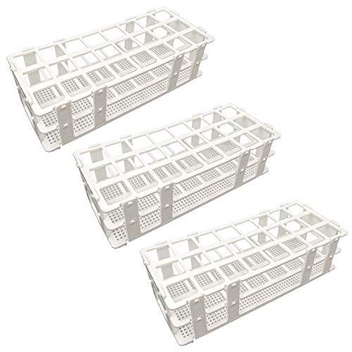 3 Packs Plastic Test Tube Rack, 24 Holes Lab Test Tube Rack Holder for 25mm Test Tubes, White, Detachable (24 Holes) - color: 24 Holes