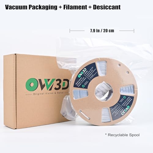 OVV3D Silk Silver Filament PLA 1.75mm, Upgrade Silver Grey PLA 3D Printer Filament, Silk Silver Metal 3D Printing Filament, 3D Filament 1.75 +/- 0.02mm, Silk 1.75 PLA Filament for 3D Printer - color: Silk Metal Silver