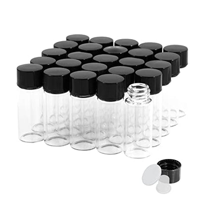 25PCS 4ml Clear Glass Small Vials with Screw Caps & Plastic Stoppers - size: 4ml
