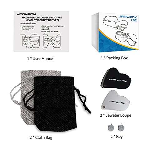 JARLINK 2 Pack 30X 60X Foldable LED Jewelers Loupe Magnifier - color: White,black