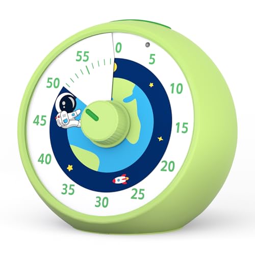 Visual Timer for Kids, 60-Minute Countdown Timer for Classroom Office Kitchen, Desk Timer Kids Time Management Tools with Silent Operation, Pomodoro Time Rainbow Pattern - color: Planet Green
