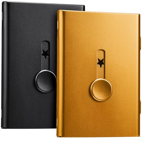 Tatuo 2 Pcs Black Gold Business Card Holder Thumb Drive Stainless Steel - color: Black/Gold