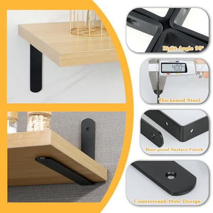 Alise Floating Shelf Brackets,Black L Bracket for Shelves,10x6 Inch,4Pcs - color: Black, size: 10x6 Inch (Upgraded)