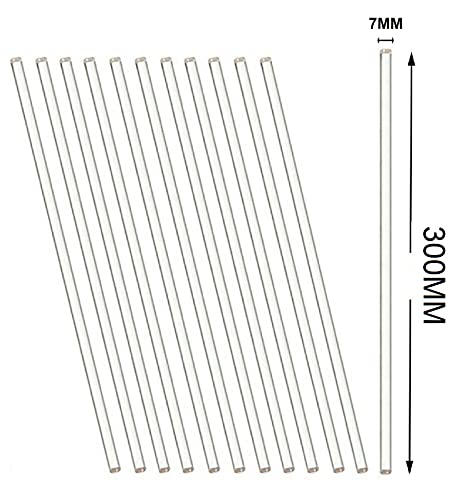 Pack of 12 Lab Glass Stirring Rod 12 inch (300mm) Long, 0.25" Diameter with Both Ends Round for Science, Lab, Kitchen, Science Education