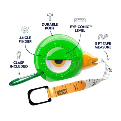Handy Famm Kids Tape Measure, 8ft Retractable Measuring Tape, Green Yaya - color: Green