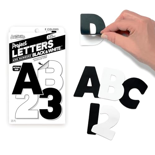 ArtSkills Poster Letters 2.5” Paper Letters for Poster Board Projects, Classroom Bulletin Boards, Sign Making Supplies, Black & White, 335 Pieces - color: Black/White, size: 2.5 in