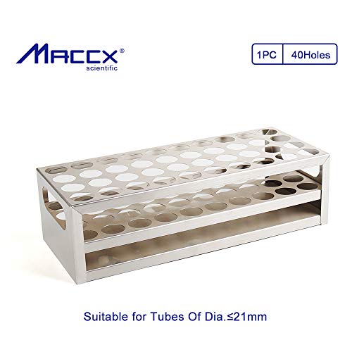 Tube Rack, Stainless Steel Material, 40Holes(4×10), Suitable for Tubes of Dia.≤21mm, TTR040-001 - style: 40 Holes, for Tubes of Dia.≤21mm