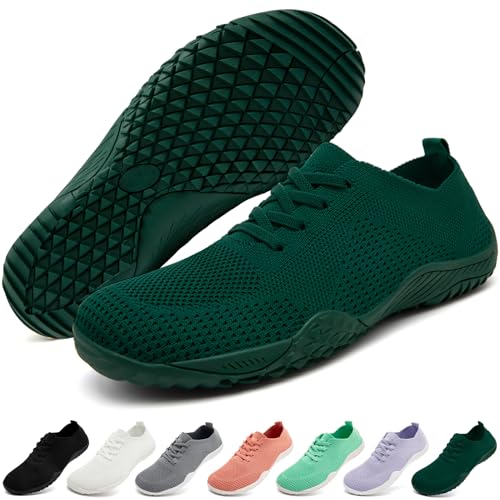 Barefoot Shoes Women Tennis Gym Zero Drop Trail Minimalist Sneakers - color: Dark Green, size: 7